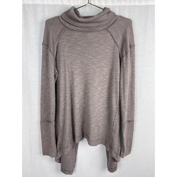 Free People Top Oversized Turtleneck Neutral Minimalist Slouchy Cozy Fall Casual - Picture 1 of 4